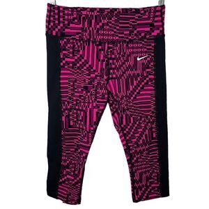 Nike Dri-Fit Epic Lux Capri Leggings sz M * Pink Black Running Capris Workout